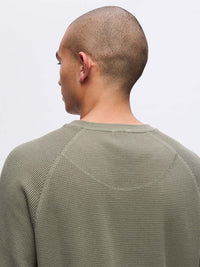 Back view of Waffle Longsleeve in Olive, with soft waffle knit texture and relaxed fit.