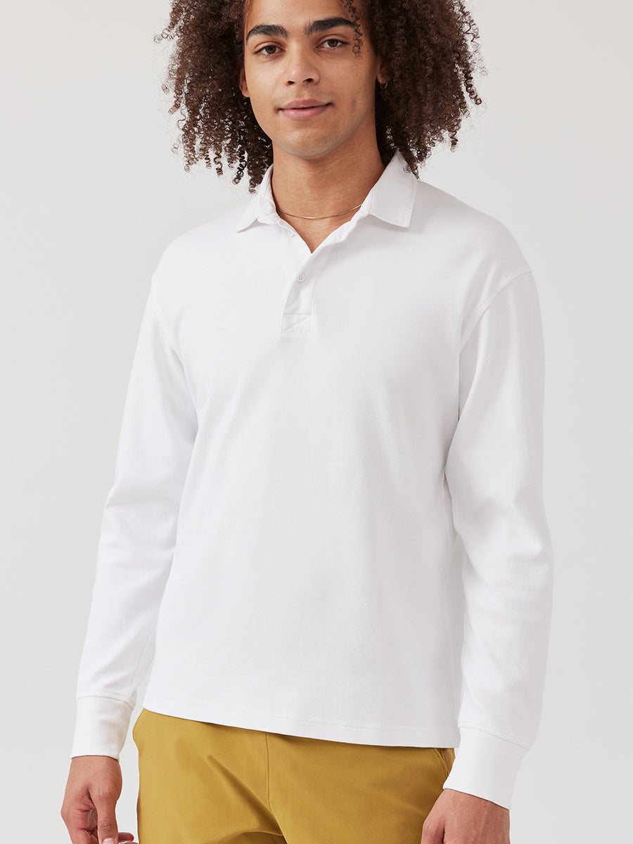 White long sleeve rugby shirt Clearance